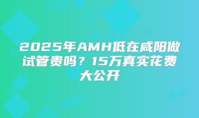 2025年AMH低在咸阳做试管贵吗?15万真实花费大公开