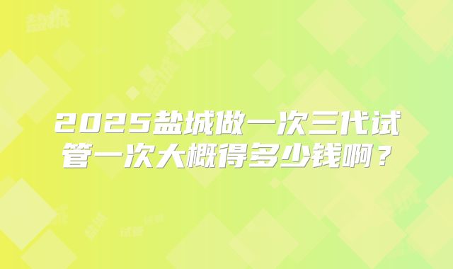 2025盐城做一次三代试管一次大概得多少钱啊？