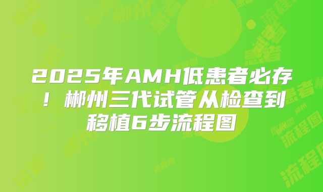 2025年AMH低患者必存!郴州三代试管从检查到移植6步流程图