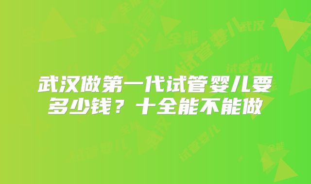 武汉做第一代试管婴儿要多少钱?十全能不能做