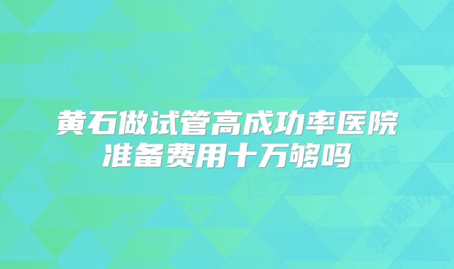 黄石做试管高成功率医院准备费用十万够吗