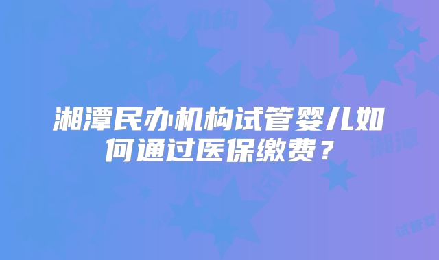 湘潭民办机构试管婴儿如何通过医保缴费?