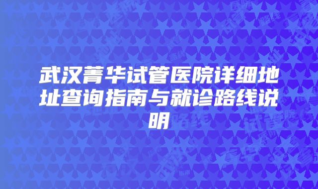 武汉菁华试管医院详细地址查询指南与就诊路线说明