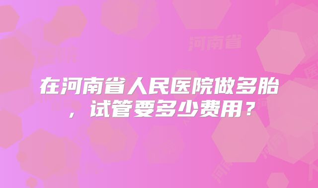 在河南省人民医院做多胎，试管要多少费用？