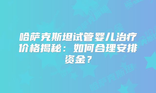哈萨克斯坦试管婴儿治疗价格揭秘:如何合理安排资金?
