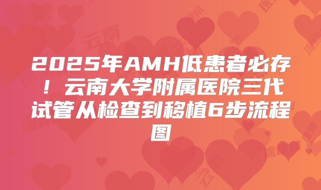 2025年AMH低患者必存！云南大学附属医院三代试管从检查到移植6步流程图