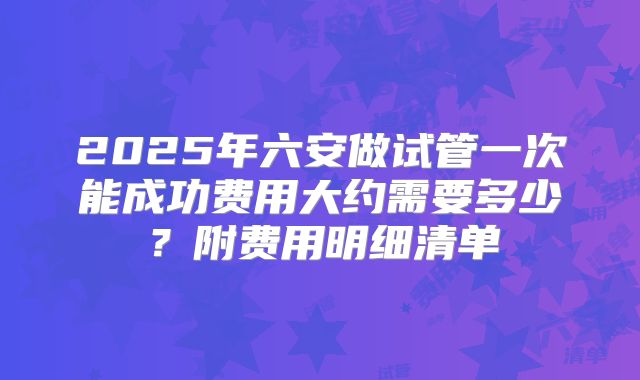 2025年六安做试管一次能成功费用大约需要多少?附费用明细清单
