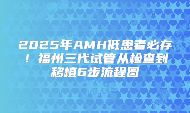 2025年AMH低患者必存！福州三代试管从检查到移植6步流程图