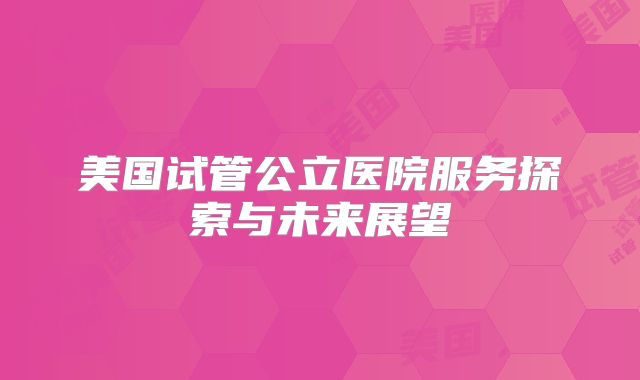 美国试管公立医院服务探索与未来展望