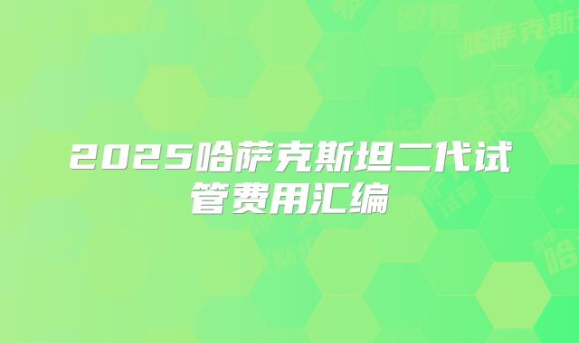 2025哈萨克斯坦二代试管费用汇编