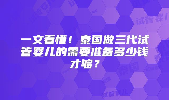 一文看懂！泰国做三代试管婴儿的需要准备多少钱才够？