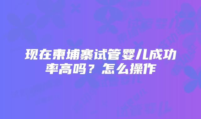 现在柬埔寨试管婴儿成功率高吗?怎么操作