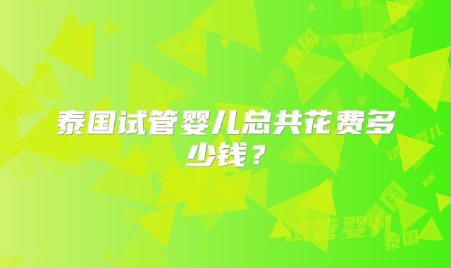 泰国试管婴儿总共花费多少钱？
