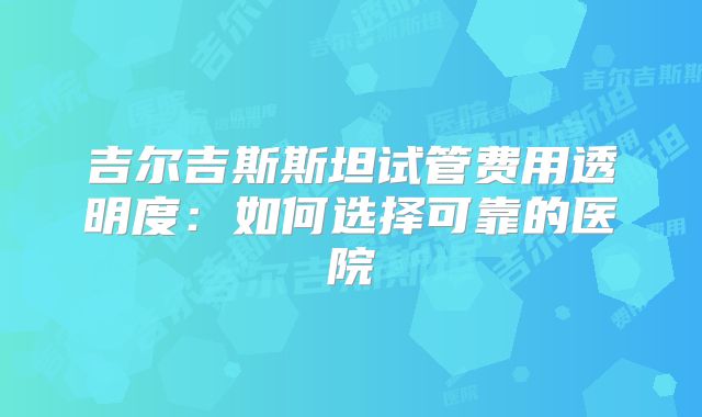 吉尔吉斯斯坦试管费用透明度：如何选择可靠的医院