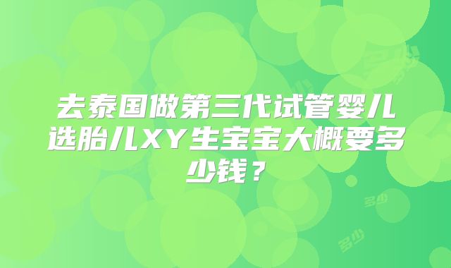 去泰国做第三代试管婴儿选胎儿XY生宝宝大概要多少钱？