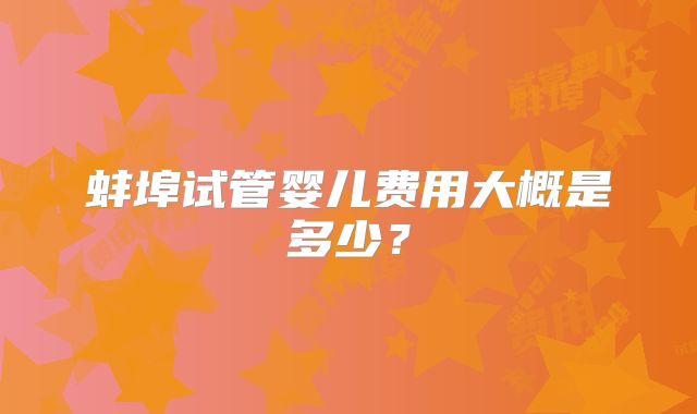蚌埠试管婴儿费用大概是多少?