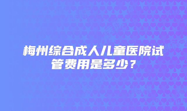 梅州综合成人儿童医院试管费用是多少？
