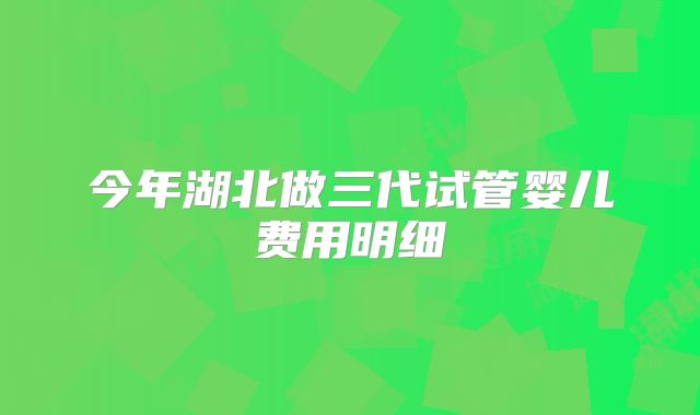 今年湖北做三代试管婴儿费用明细