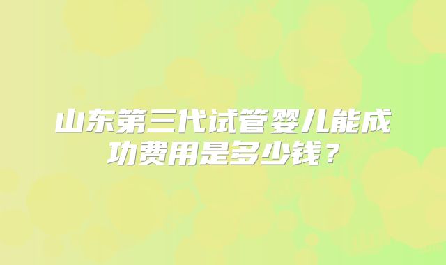 山东第三代试管婴儿能成功费用是多少钱？