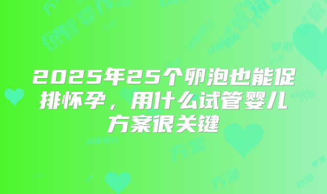 2025年25个卵泡也能促排怀孕,用什么试管婴儿方案很关键