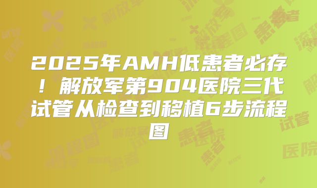 2025年AMH低患者必存!解放军第904医院三代试管从检查到移植6步流程图