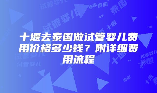 十堰去泰国做试管婴儿费用价格多少钱?附详细费用流程