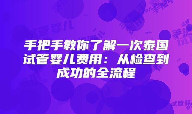 手把手教你了解一次泰国试管婴儿费用：从检查到成功的全流程
