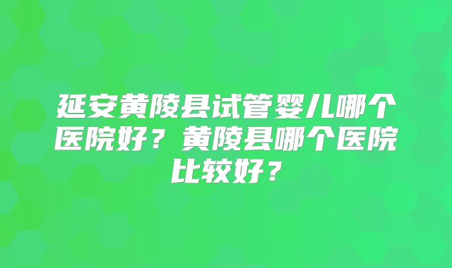 延安黄陵县试管婴儿哪个医院好?黄陵县哪个医院比较好?