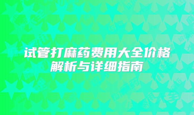 试管打麻药费用大全价格解析与详细指南