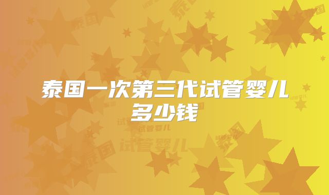 泰国一次第三代试管婴儿多少钱