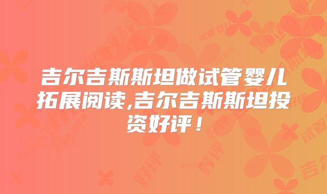 吉尔吉斯斯坦做试管婴儿拓展阅读,吉尔吉斯斯坦投资好评!