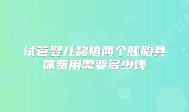 试管婴儿移植两个胚胎具体费用需要多少钱