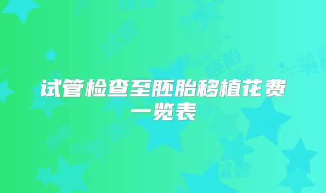 试管检查至胚胎移植花费一览表