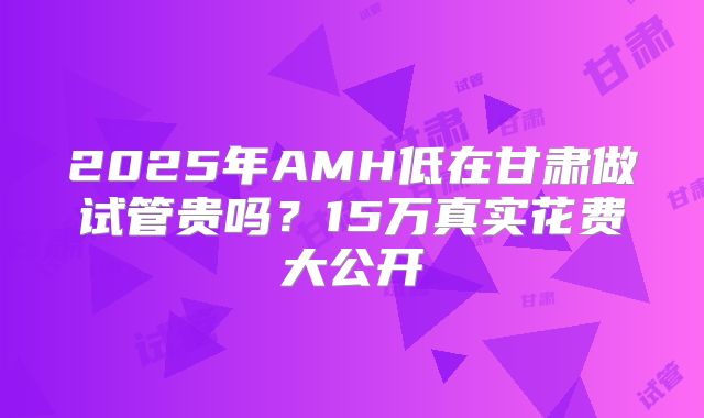 2025年AMH低在甘肃做试管贵吗？15万真实花费大公开