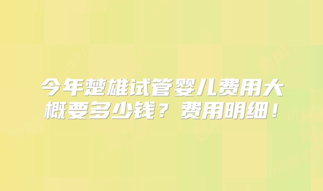今年楚雄试管婴儿费用大概要多少钱?费用明细!