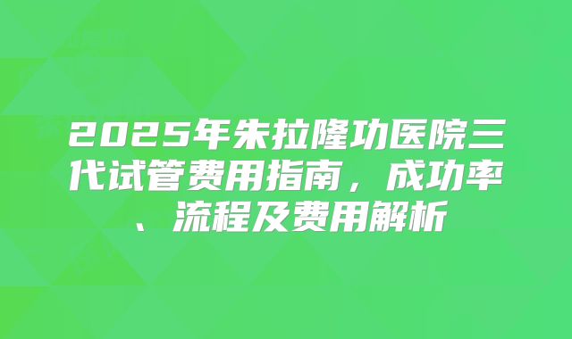 2025年朱拉隆功医院三代试管费用指南，成功率、流程及费用解析