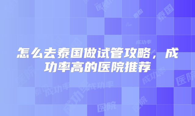怎么去泰国做试管攻略,成功率高的医院推荐