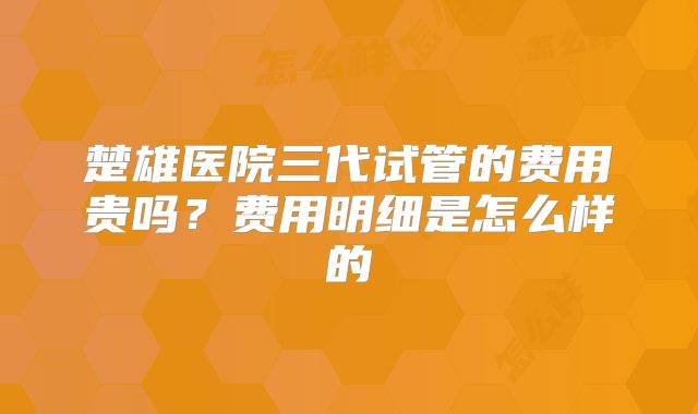 楚雄医院三代试管的费用贵吗？费用明细是怎么样的