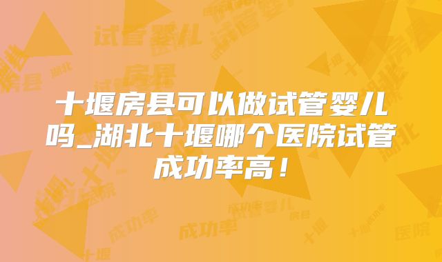 十堰房县可以做试管婴儿吗_湖北十堰哪个医院试管成功率高!