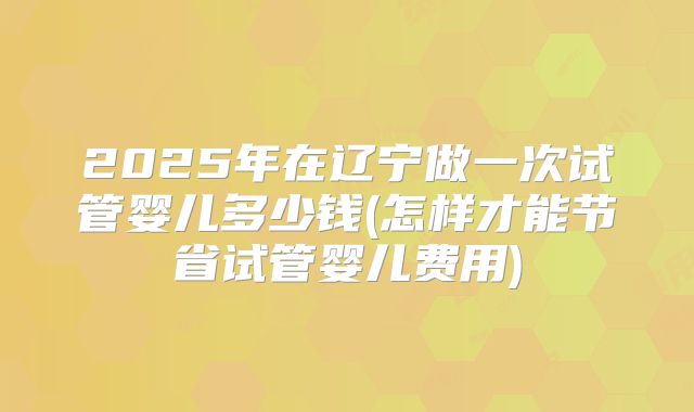 2025年在辽宁做一次试管婴儿多少钱(怎样才能节省试管婴儿费用)
