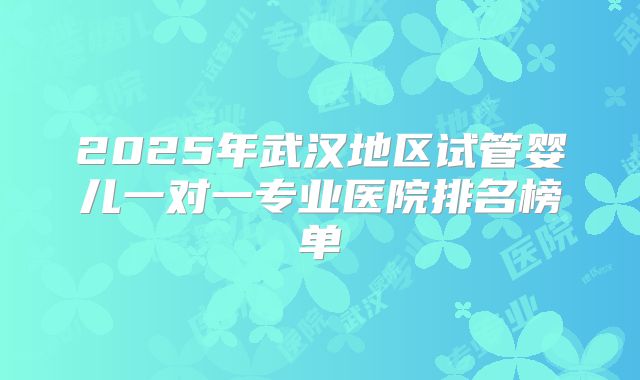 2025年武汉地区试管婴儿一对一专业医院排名榜单