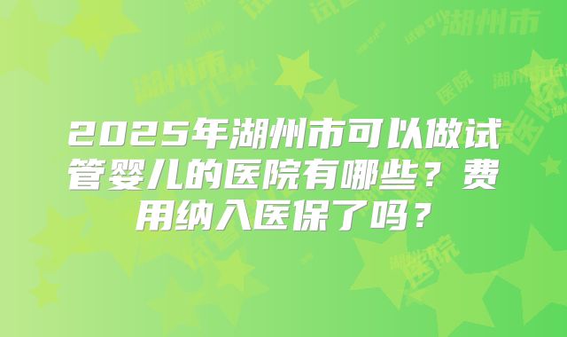 2025年湖州市可以做试管婴儿的医院有哪些？费用纳入医保了吗？