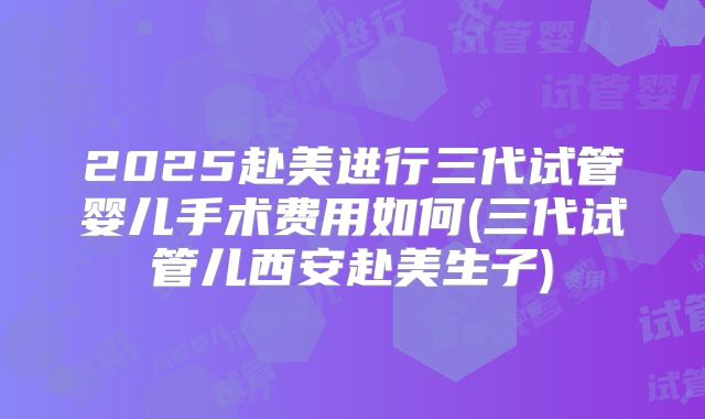 2025赴美进行三代试管婴儿手术费用如何(三代试管儿西安赴美生子)
