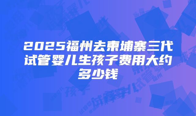 2025福州去柬埔寨三代试管婴儿生孩子费用大约多少钱