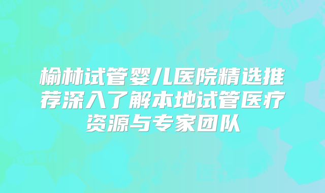 榆林试管婴儿医院精选推荐深入了解本地试管医疗资源与专家团队