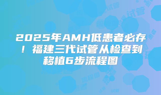 2025年AMH低患者必存!福建三代试管从检查到移植6步流程图