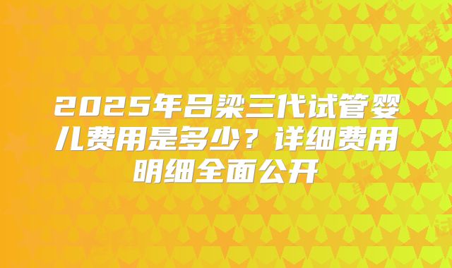 2025年吕梁三代试管婴儿费用是多少?详细费用明细全面公开