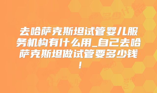 去哈萨克斯坦试管婴儿服务机构有什么用_自己去哈萨克斯坦做试管要多少钱!