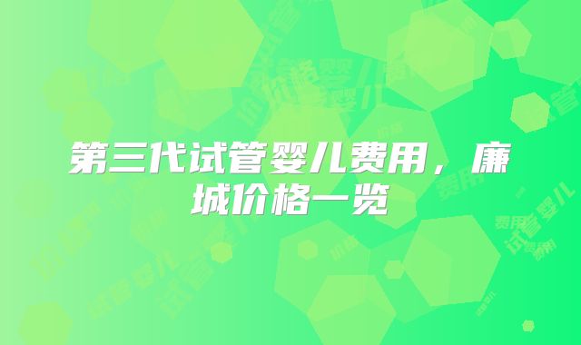 第三代试管婴儿费用,廉城价格一览
