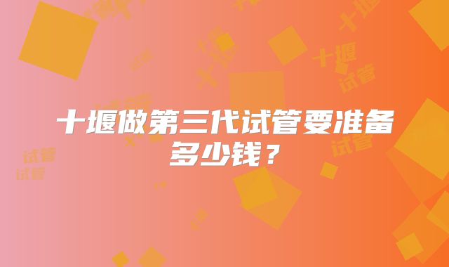 十堰做第三代试管要准备多少钱?